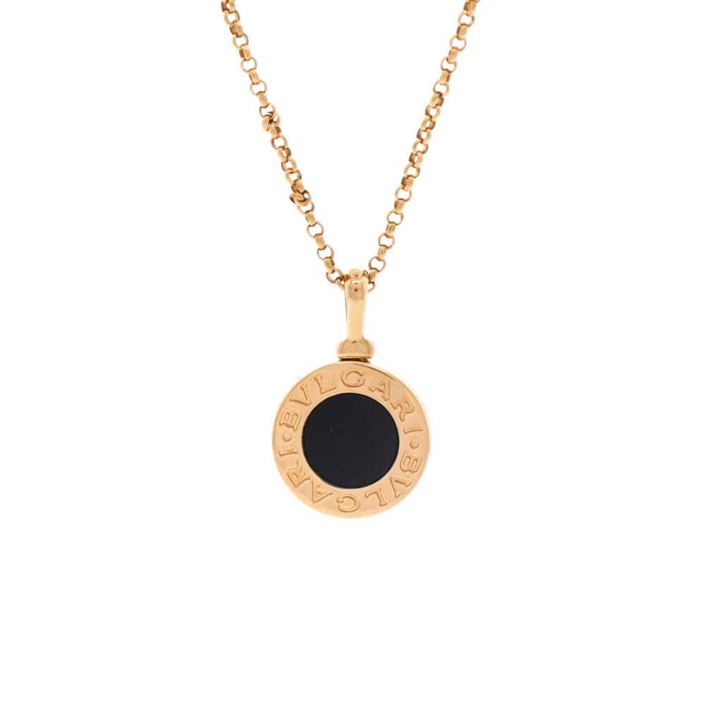 Bvlgari Bvlgari Bvlgari Pendant Necklace 18K Yellow Gold with Onyx